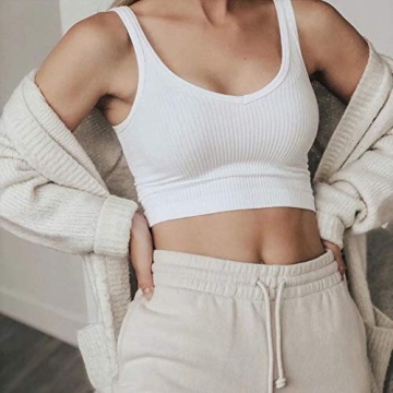 Artfish Women's Ribbed Crop Tank Top - Soft & Stretchy