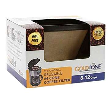 GoldTone Brand (Made in the USA) Reusable No.4 Cone Style Replacement Coffee Filter replaces your Cuisinart Permanent Coffee Filter for Machines and Brewers (1 Pack)