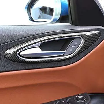 4 pc Set Carbon Fiber Door Handle Frame Trim for Alfa Romeo Giulia 2016-2019