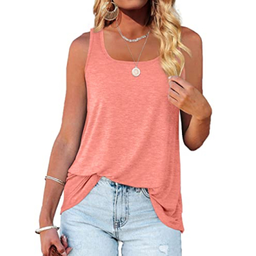 WIHOLL Dressy Women Tank Tops Loose Fit Summer Square Neck Pink XXL
