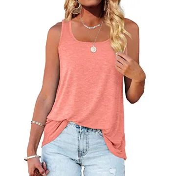 WIHOLL Dressy Women Tank Tops Loose Fit Summer Square Neck Pink XXL