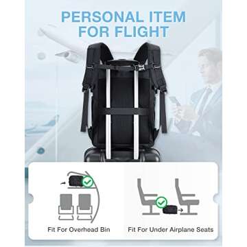 BAGSMART 40L Black Travel Laptop Backpack with Packing Cubes and Shoe Bag