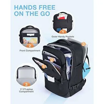 BAGSMART 40L Black Travel Laptop Backpack with Packing Cubes and Shoe Bag