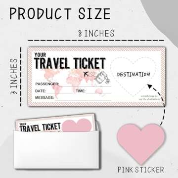 Eronm 5 Set Travel Ticket Surprise Scratch Card, Surprise Destination Revealed Card, 3 x 8 Inches Sc...