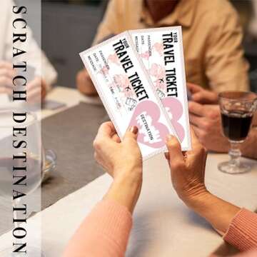 Eronm 5 Set Travel Ticket Surprise Scratch Card, Surprise Destination Revealed Card, 3 x 8 Inches Scratch off Cards, Travel Gift Cards for Birthdays, Holidays, Weddings and Anniversaries(Pink)-A27