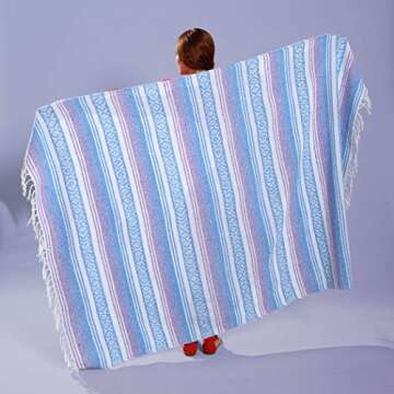 El Paso Designs Boho Blanket | Soft Woven Mexican Meditation Falsa | Perfect for Boho Home Decor, Yoga Towel, Patio, Beach Blanket, Sofa, Couch Cover (Random)