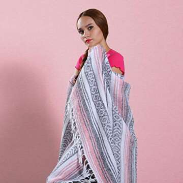 El Paso Designs Boho Blanket | Soft Woven Mexican Meditation Falsa | Perfect for Boho Home Decor, Yoga Towel, Patio, Beach Blanket, Sofa, Couch Cover (Random)