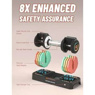 Motion Space Adjustable Dumbbells Set 12.5LB Pair, 1-Sec Fast Adjustable 5 Free Weights, Premium Comfort Non-slip Metal Handle, Compact Size for Full Body Home Workout (Rainbow)