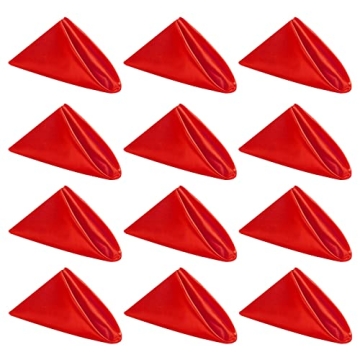 Red Cloth Napkin Set of 12,Satin Dinner Napkins Cloth Washable,Reusable Napkin for Everyday Use Dini...