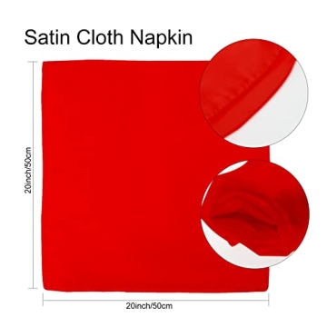 Elegant Red Satin Napkin Set - Washable & Reusable 12 Pack
