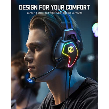 Gaming Headset for Xbox One Series X/S Ps5, Ps4, PC Switch, Noise Canceling Headphones with Microphone, 3.5mm Audio Jack, Auto-Adjust Headband