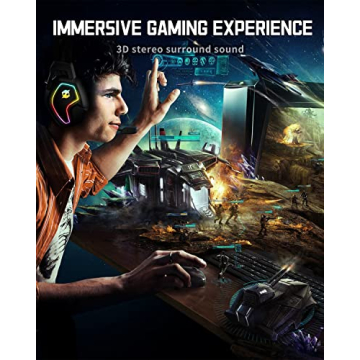 Gaming Headset for Xbox One Series X/S Ps5, Ps4, PC Switch, Noise Canceling Headphones with Microphone, 3.5mm Audio Jack, Auto-Adjust Headband