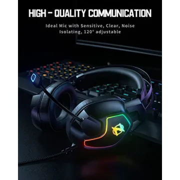 Gaming Headset for Xbox One Series X/S Ps5, Ps4, PC Switch, Noise Canceling Headphones with Microphone, 3.5mm Audio Jack, Auto-Adjust Headband