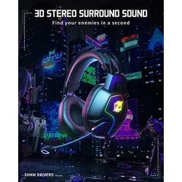 Gaming Headset for Xbox One Series X/S Ps5, Ps4, PC Switch, Noise Canceling Headphones with Microphone, 3.5mm Audio Jack, Auto-Adjust Headband