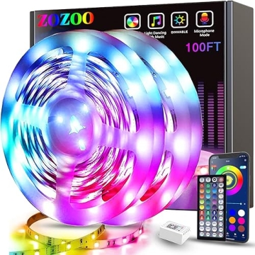 ZOZOO 100ft Led Lights for Bedroom(2 Rolls of 50ft), Smart RGB Led Strip Lights with 44-Key Remote &...