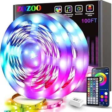 ZOZOO 100ft Led Lights for Bedroom(2 Rolls of 50ft), Smart RGB Led Strip Lights with 44-Key Remote &...