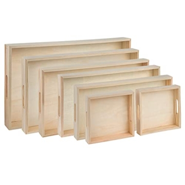 Sturdy 7-Piece Wooden Serving Tray for Dining and Decor