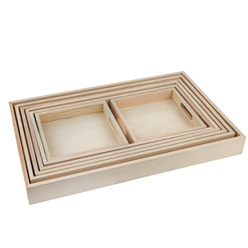 Sturdy 7-Piece Wooden Serving Tray for Dining and Decor