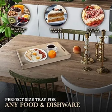 Sturdy 7-Piece Wooden Serving Tray for Dining and Decor