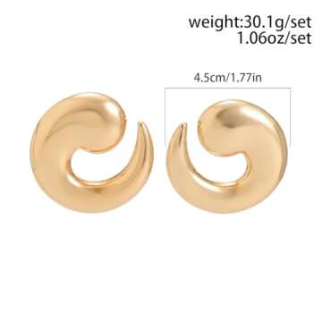 Statement Earrings for Women Chunky Gold Earrings Big Spiral Earrings Large Swirl Earrings Geometric Trendy Earrings Fashion Jewelry Gifts (gold)