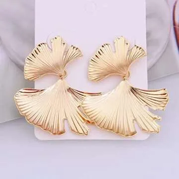 Ginkgo Leaf Dangle Earrings – Chic Floral Style for Women