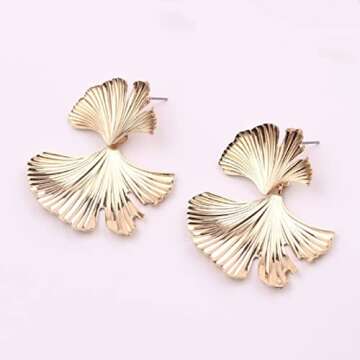 Ginkgo Leaf Dangle Earrings – Chic Floral Style for Women