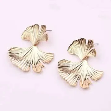 Ginkgo Leaf Dangle Earrings – Chic Floral Style for Women