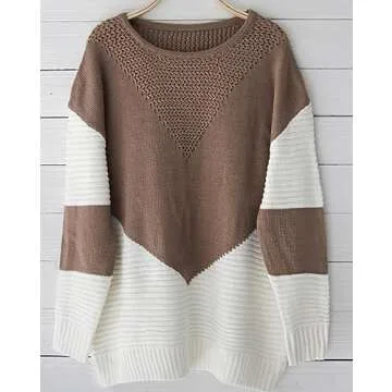 Shermie Women's Cozy Colorblock Long Sleeve Sweater