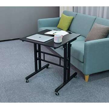 AIZ Mobile Standing Desk, Adjustable Computer Desk Rolling Laptop Cart on Wheels Home Office Compute...
