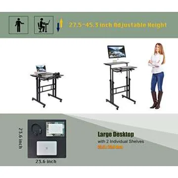 AIZ Mobile Standing Desk for Home Office and Small Spaces