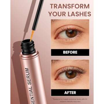 Feyano Eyelash Serum - Natural Comestic Eyelash Serum for Longer, Thicker Lashes & Brows, Boost Lash Serum Vegan & Cruelty-Free-Niacinamide, Centella Asiatica Leaf Extract(5 mLPink)