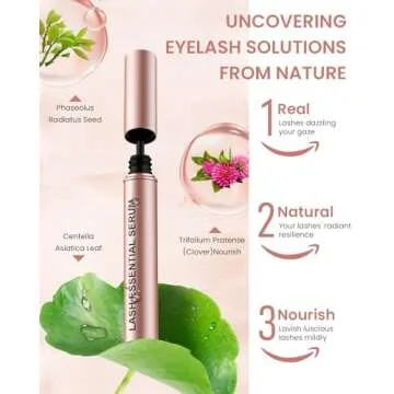 Feyano Eyelash Serum - Natural Comestic Eyelash Serum for Longer, Thicker Lashes & Brows, Boost Lash Serum Vegan & Cruelty-Free-Niacinamide, Centella Asiatica Leaf Extract(5 mLPink)