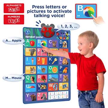LEARNING BUGS Interactive ABC & 123s Talking Poster & Musical Wall Chart, Educational Toy for Toddle...
