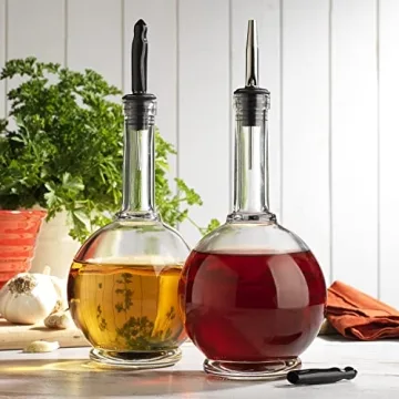 MosJos 17oz Glass Olive Oil Dispenser Set with Steel Spout