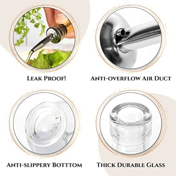 MosJos 17oz Glass Olive Oil Dispenser Set with Steel Spout
