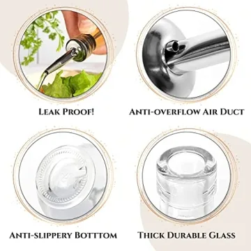 MosJos 17oz Glass Olive Oil Dispenser Set with Steel Spout