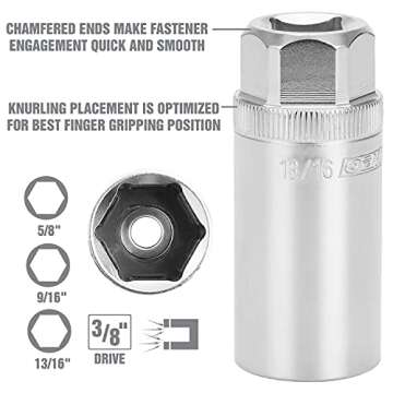 OEMTOOLS Magnetic Spark Plug Socket Set for All Vehicles