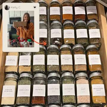 FINESSY Glass Spice Jars with Labels - 25-Pack Stylish Organizer