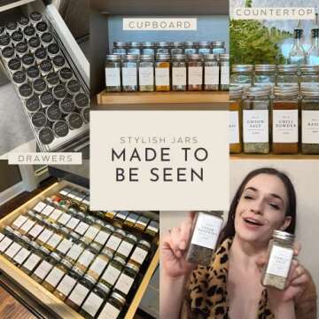 FINESSY Glass Spice Jars with Labels - 25-Pack Stylish Organizer