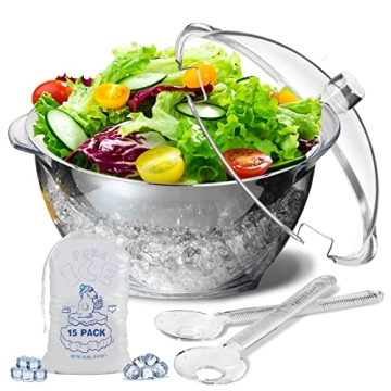 LIMOEASY Iced Salad Bowl - 4.5 Qt Large Chilled Serving Bowl for Parties