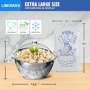 LIMOEASY Iced Salad Bowl - 4.5 Qt Chilled Serving Bowl