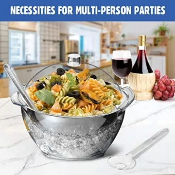 LIMOEASY Iced Salad Bowl - 4.5 Qt Chilled Serving Bowl