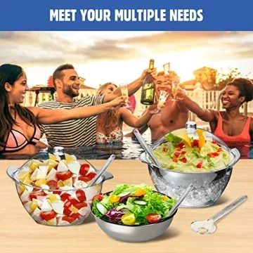 LIMOEASY Iced Salad Bowl - 4.5 Qt Chilled Serving Bowl