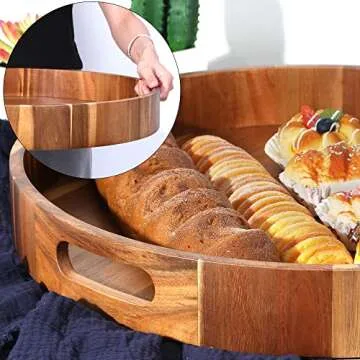 Extra Large Acacia Wood Serving Tray for Entertaining