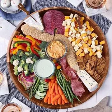 Extra Large Acacia Wood Serving Tray for Entertaining