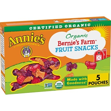 Annie's Organic Bernie's Farm Fruit Snacks, 5 Pouches, Gluten Free