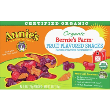 Annie's Organic Bernie's Farm Fruit Snacks, 5 Pouches, Gluten Free