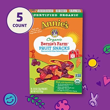 Annie's Organic Bernie's Farm Fruit Snacks, 5 Pouches, Gluten Free