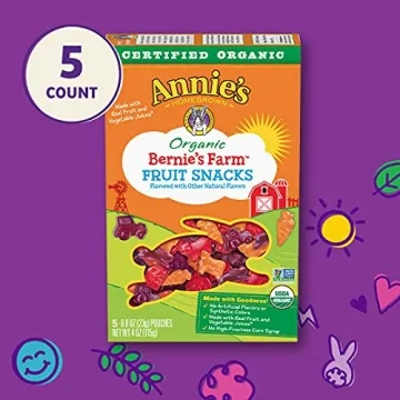 Annie's Organic Bernie's Farm Fruit Snacks, 5 Pouches, Gluten Free