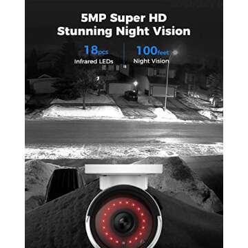 REOLINK 8CH 5MP Home Security Camera System, 6pcs Wired Outdoor PoE IP Cameras with Person/Vehicle/P...